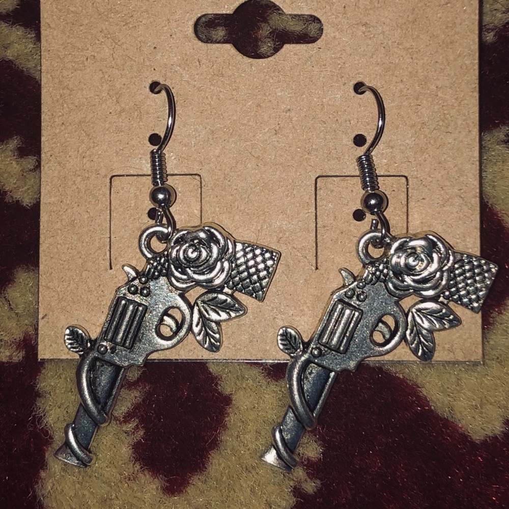 Silver Pistol Earrings